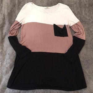 Long Sleeve Color Block Tunic Size LG